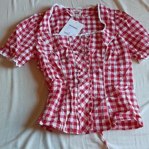 Red and white dirndl top from Germany